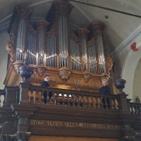 Maldegem, Sinte-Barbarakerk.Eric van Ransbeeck aan het Hooghuysorgel.